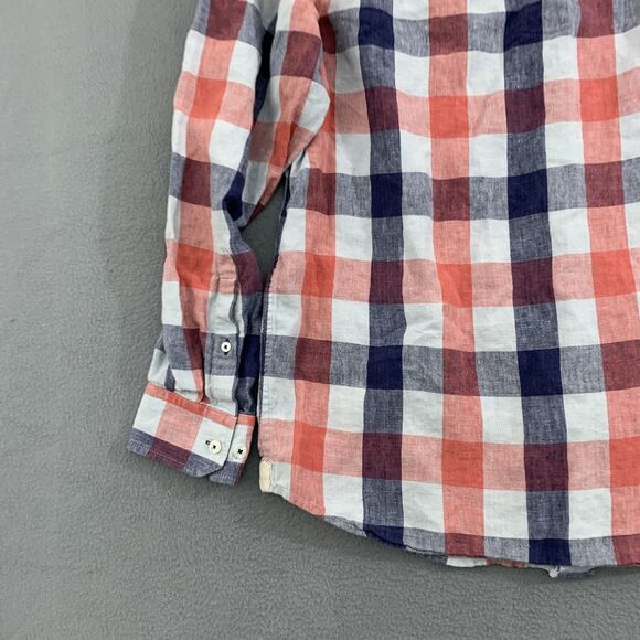 Tommy Bahama Shirt Mens Large Red Blue White Plaid Linen Button Up Casual - Picture 10 of 12